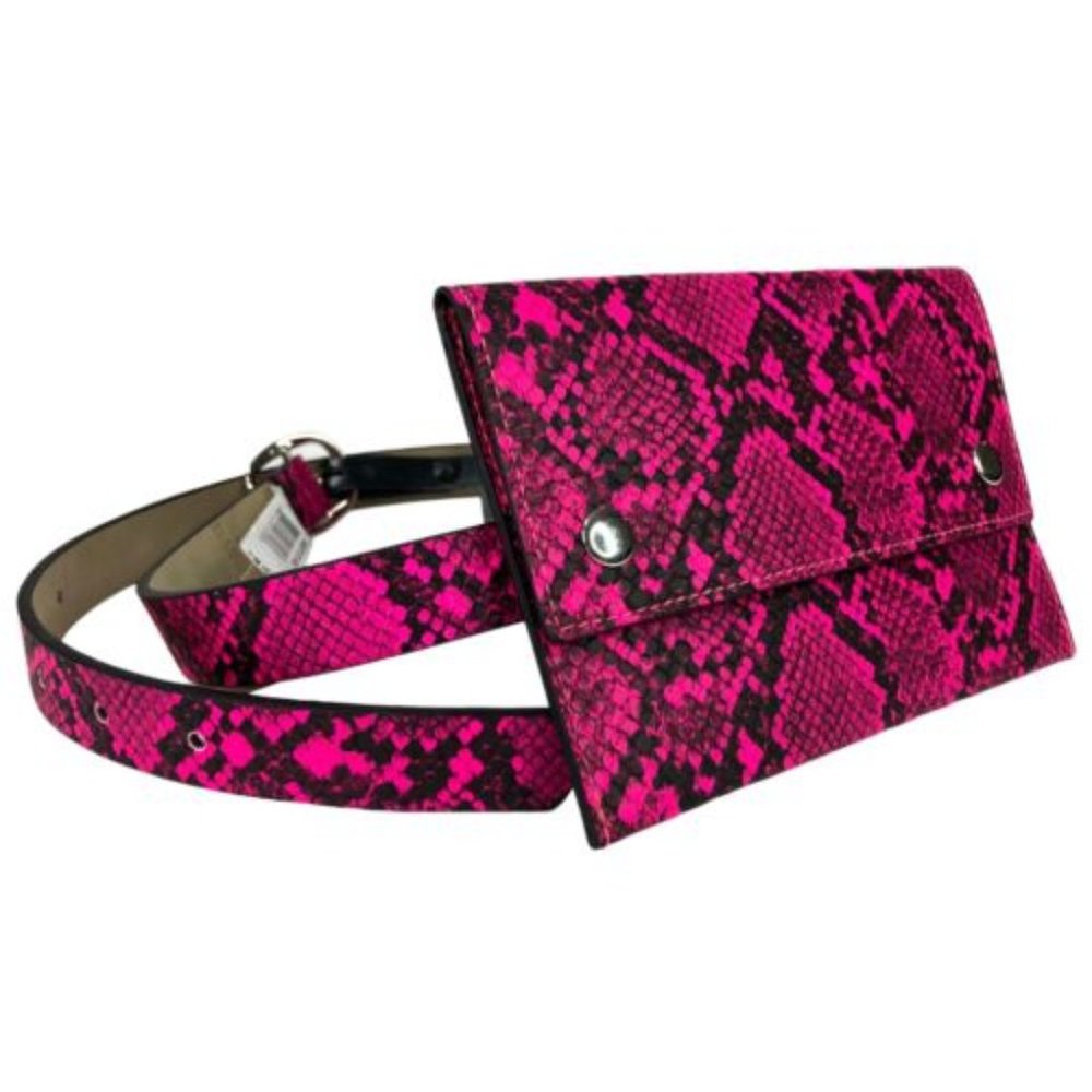 Ladies Pink Snake print Belt